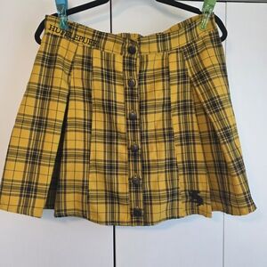 LG Yellow and Black Plaid Mini Skirt